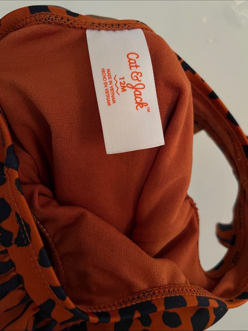 Girls Rust Leopard Print Ruffle One-Piece Bodysuit - Picture 5 of 5